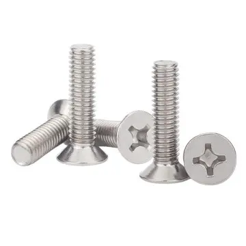 3H-V005, Hot Section 304 Stainless Steel Cross Flat Head Screws, Flat Tail Cross Countersunk Head Bolts Machine Screws